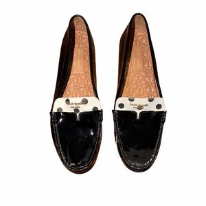 Kate Spade New York Deck Patent Moccasins – Size 9 – Black/Polka Dot